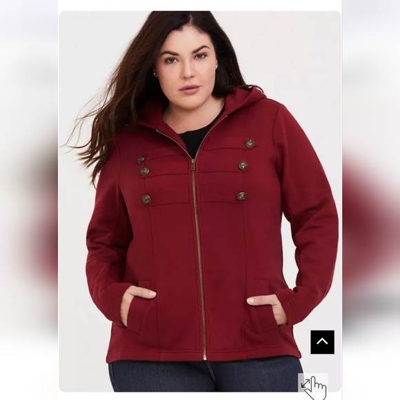 🍁🍂NWT TORRID 2X French Terry Military Hooded Jacket - Picture 1 of 6